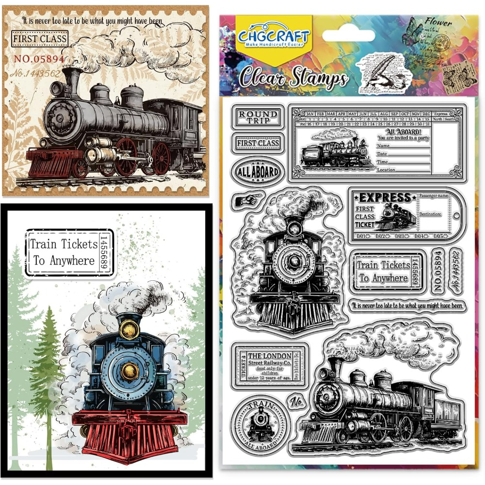 Vintage Collectible Stamps - Vintage Train Tickets Clear Stamp Silicone