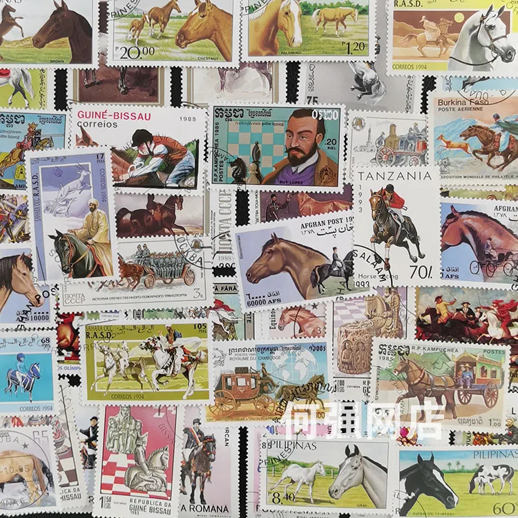 100 Different Horse Stamps Non - Collectible Vintage Postage Stamps reseña y precio
