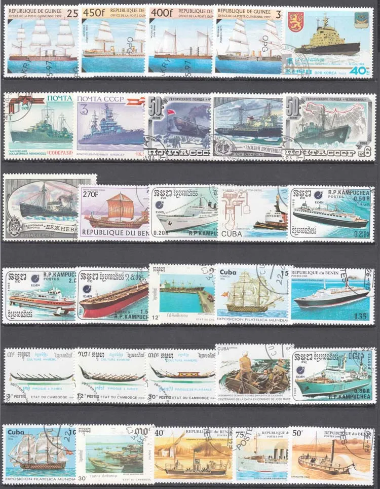 100 Special Stamps of Ships an - Collectible Vintage Postage Stamps reseña y precio