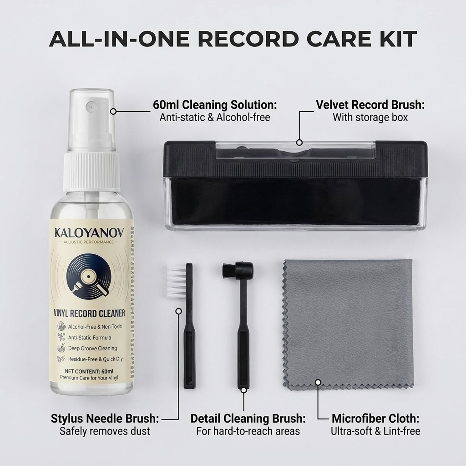 Anti-Static Vinyl Record Clean - Record Player Needle reseña y precio