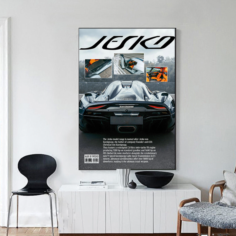 Retro Supercars Wall Art Canva - Vintage Collectible Magazines reseña y precio