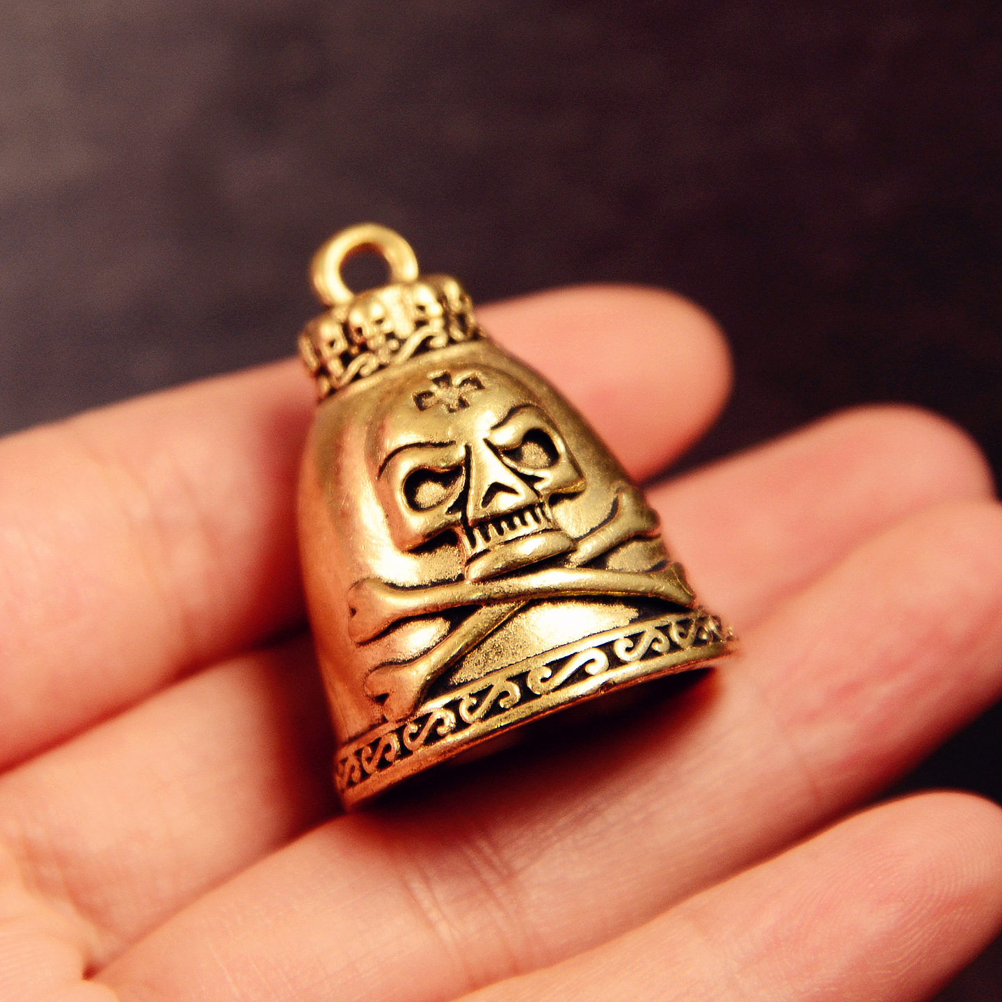 Brass Skull Bell Figurine 3.3c - Vintage Collectible Bells reseña y precio